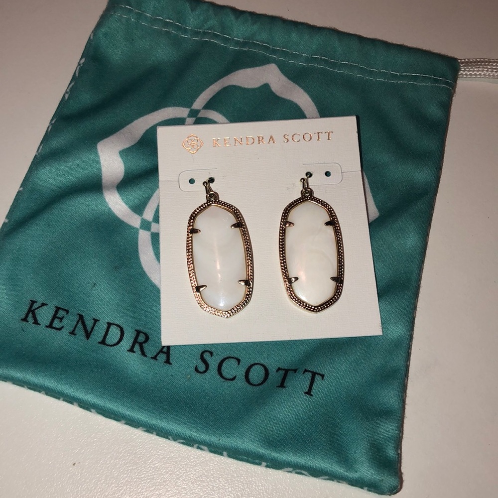 Elle Gold Drop Earrings in White